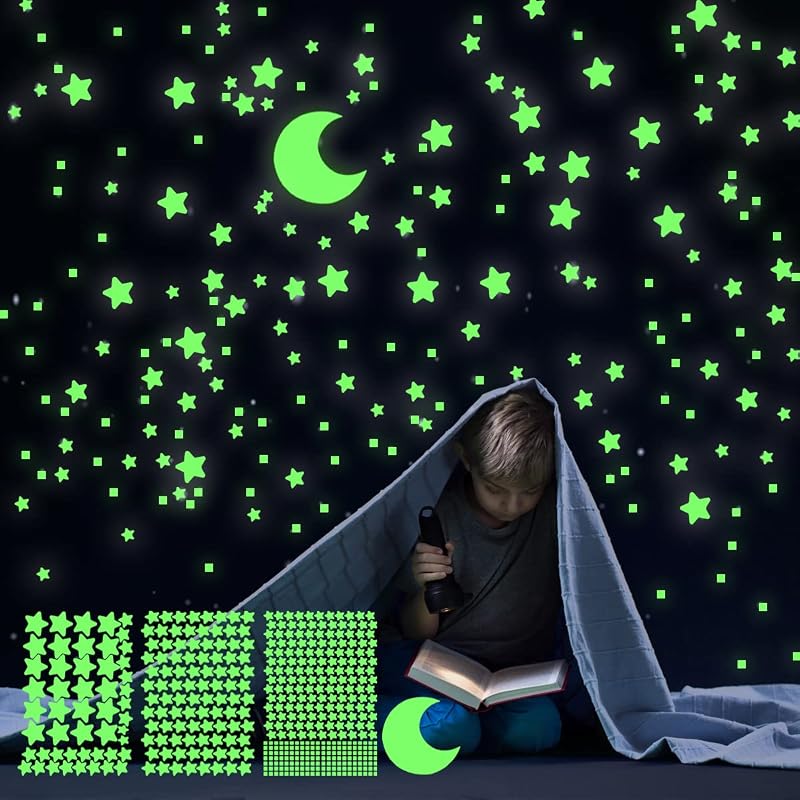 GLOCARNIVAL Glow in The Dark Stars Decor Ceiling 452PCS Moon Kit Kids Room