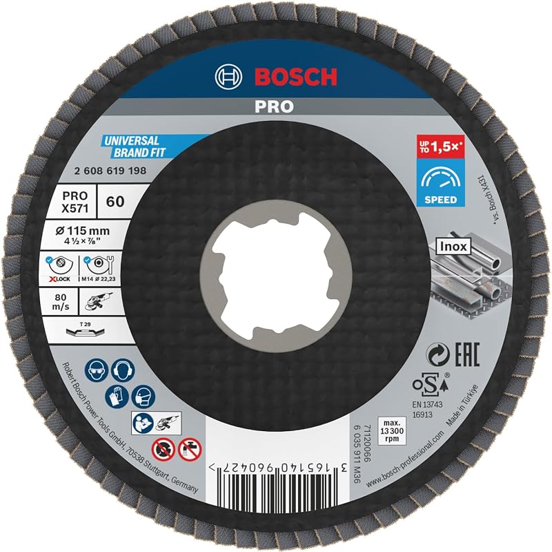 Bosch Professional X571 X-Lock Flap Disc 115 mm G60 for Metal