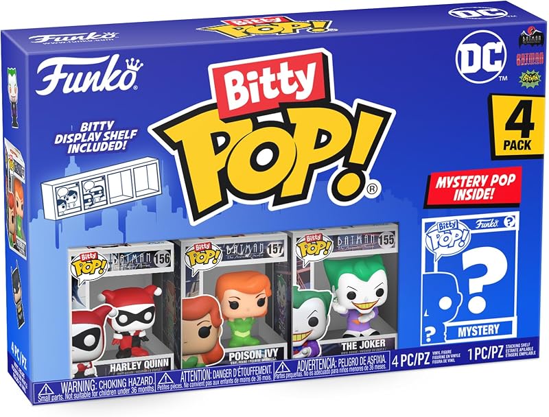Funko bitty pop! dc - harley quinn, o coringa, a hera venenosa e uma minifigura surpresa misteriosa - 0,9 polegadas (2,2 cm) ​​- dc comics colecionável - prateleira empilhável incluída - ideia para presente — foto 1 de 8