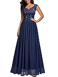 Miusol Women's Sexy Deep V-Neck Sequin Lace Double