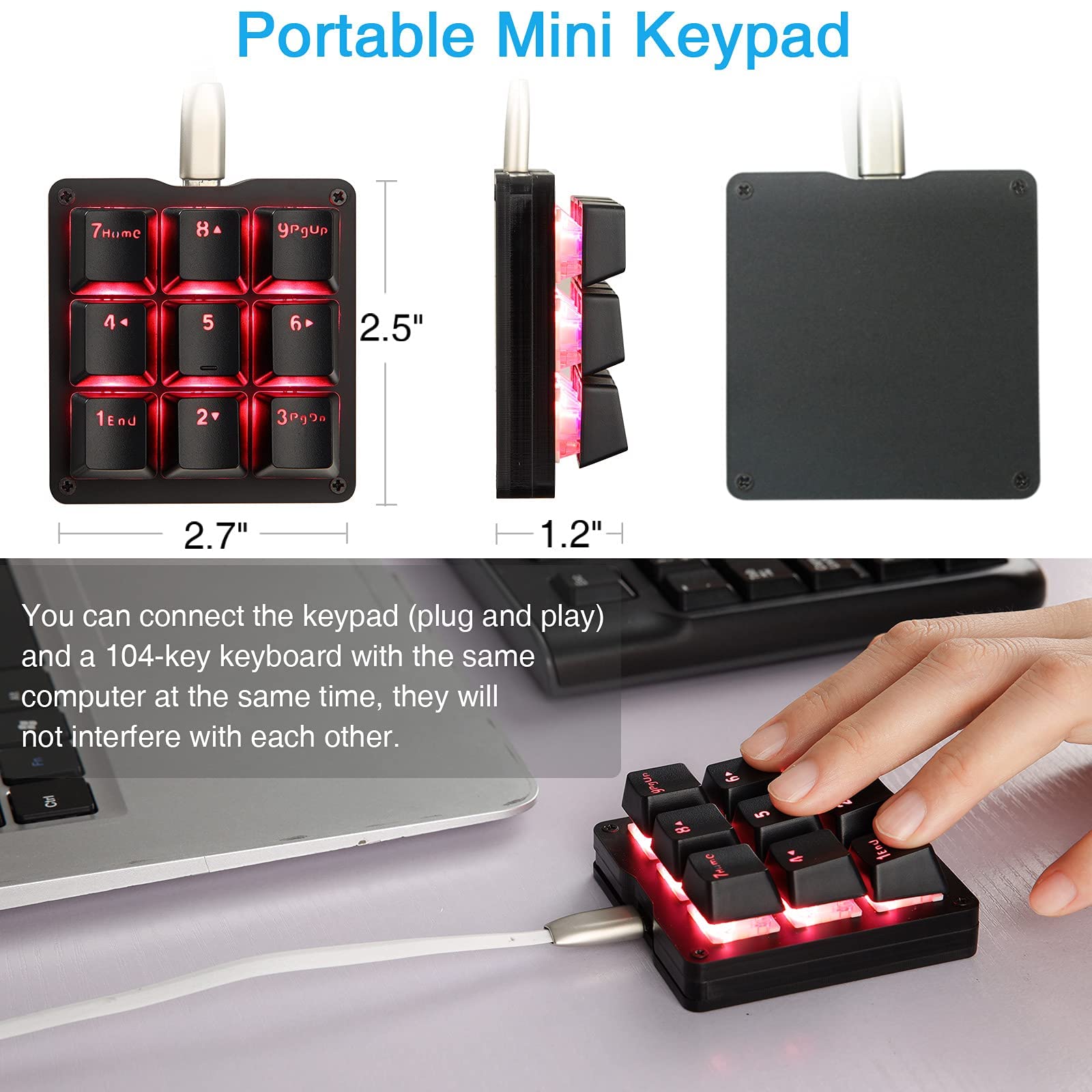 Mua Koolertron Mechanical Numpad Macro Keyboard, 9-Key Numeric Keypad ...