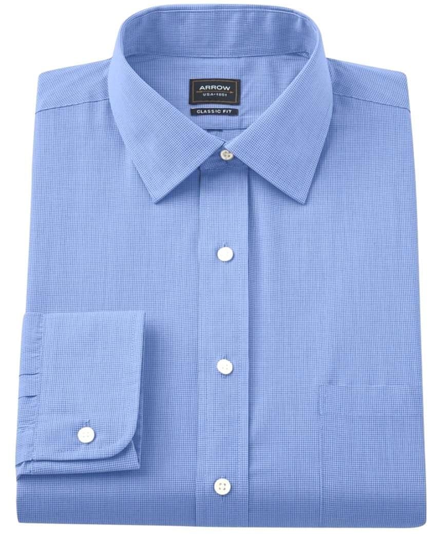 Arrow Classic Fit Solid Button Down Collar Dress Shirt FitnessRetro