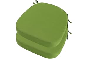 idee-home Outdoor Chair Cushions Set of 2, 19" x 19" x 3" Thick Patio Furniture Outdoor Seat Cushions Waterproof with Ties, Dining Pads