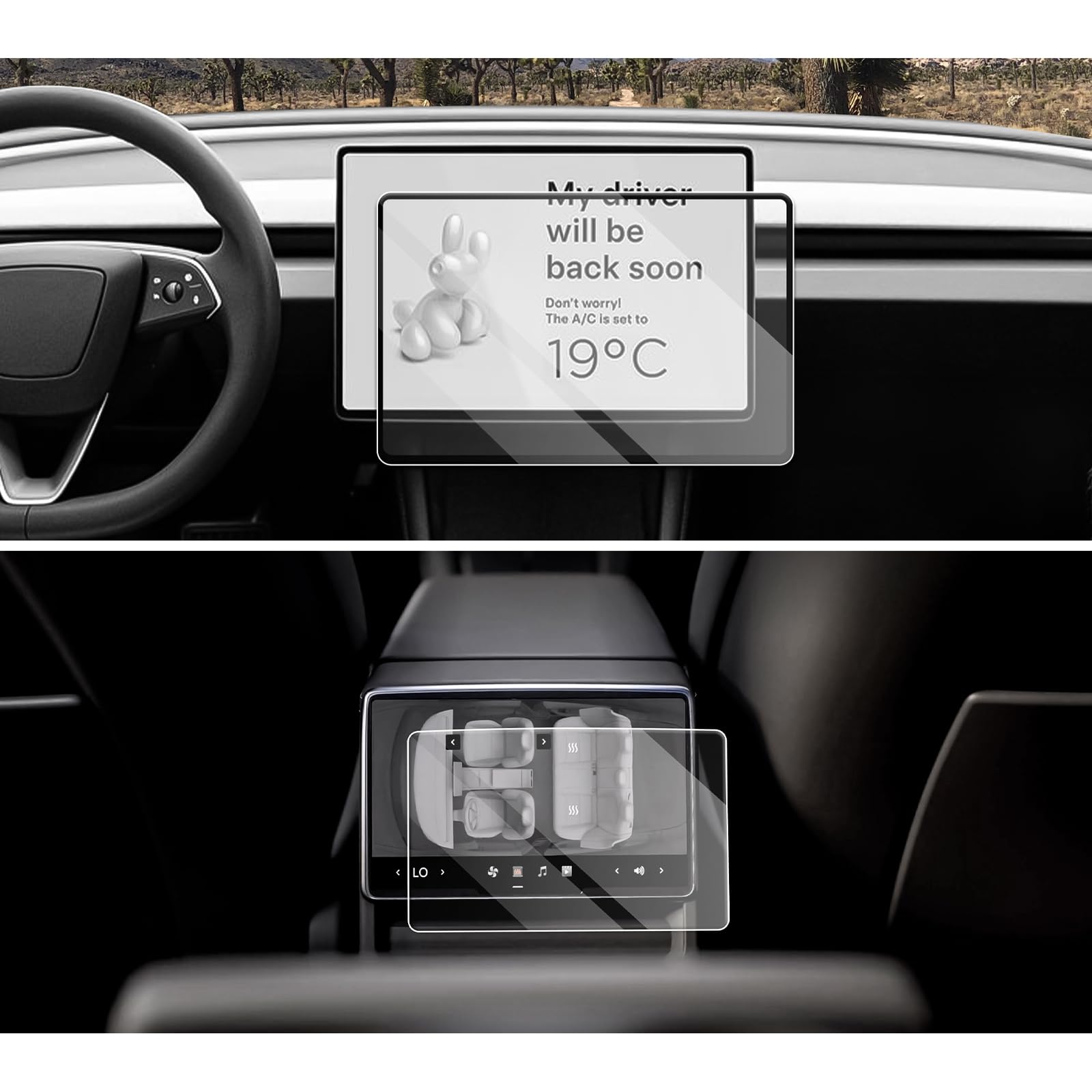 CDEFG Compatible with Tesla Model Y Juniper 2025/Model 3 2024 2025 Highland 15.4 + 8 Inches Navigation and Instrument Panel Tempered Glass Screen Protector Film Model Y Juniper 2025 Accessories 2PCS