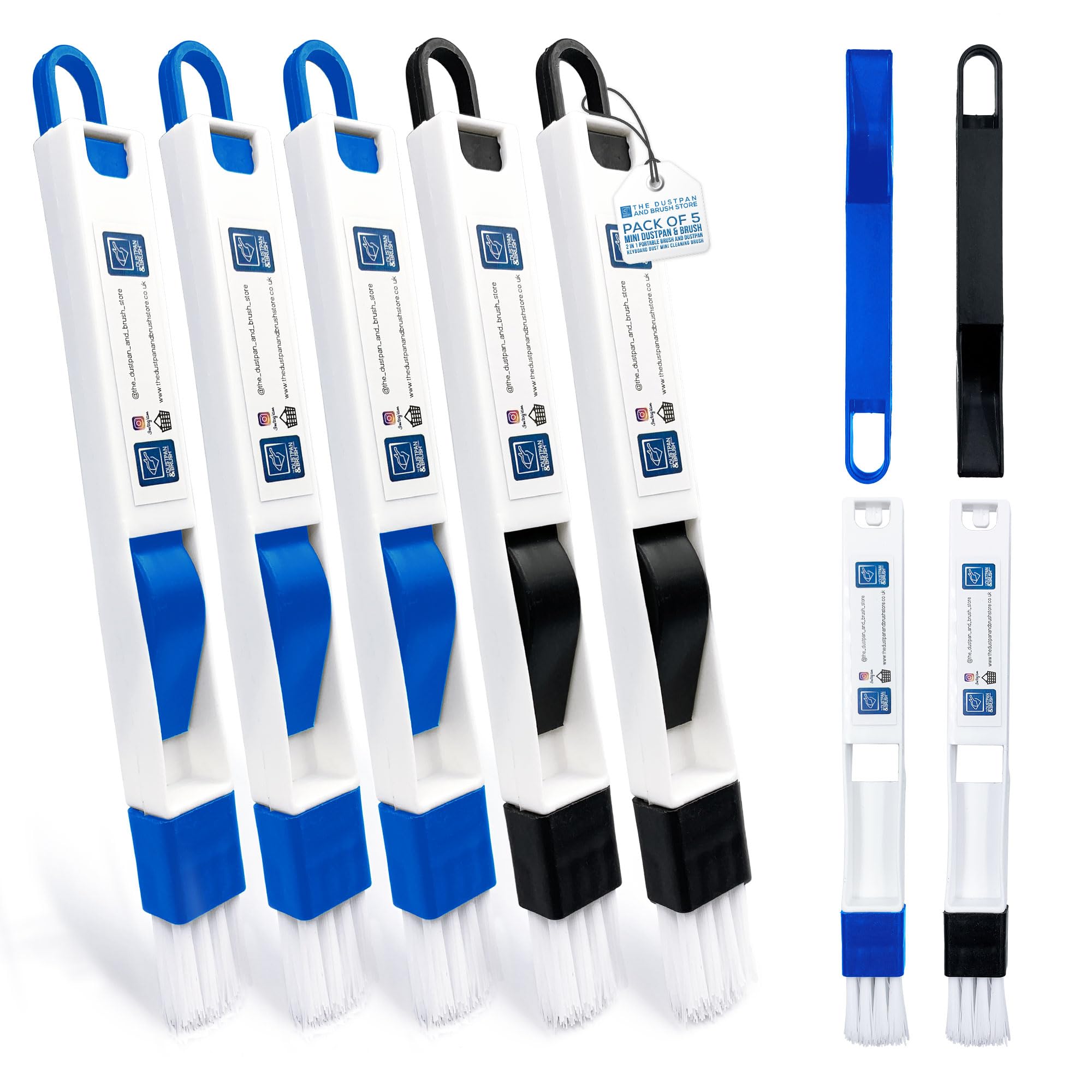 Small Cleaning Brush Tool Set Mini Dustpan And Brush Set - Brushes For Cleaning Difficult To Reach Areas In Your Home Such As Keyboard Blinds Door & Window Sill Sliding Tracks Gap (5 Colour Pack)