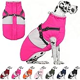 AOFITEE Dog Coat, Large Dog Jacket, Dogs Coat with Harness Built in, Reflective Waterproof Dogs Jackets Winter with Furry Collar, Warm Polar Fleece Pet Sweater Snowsuit for Doberman, Great Dane XXXL