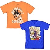 Bioworld Dragon Ball Super Saiyan Characters Boy's 2-Pack Crew Neck Short Sleeve T-Shirt Set