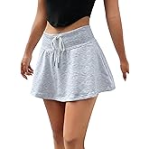 SOFIA'S CHOICE Women's Drawstring Sweat Skirt High Waist Mini Skirts Skorts with Pockets