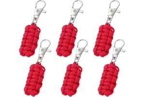 YELARXI Paracord Zipper Pull Polyester Zipper Pulls Replacement Woven Rope with Metal Clasp, 80 mm Length Fit for Backpacks Clothing Luggage Accessories - Cylinder (6 Pack, Red)