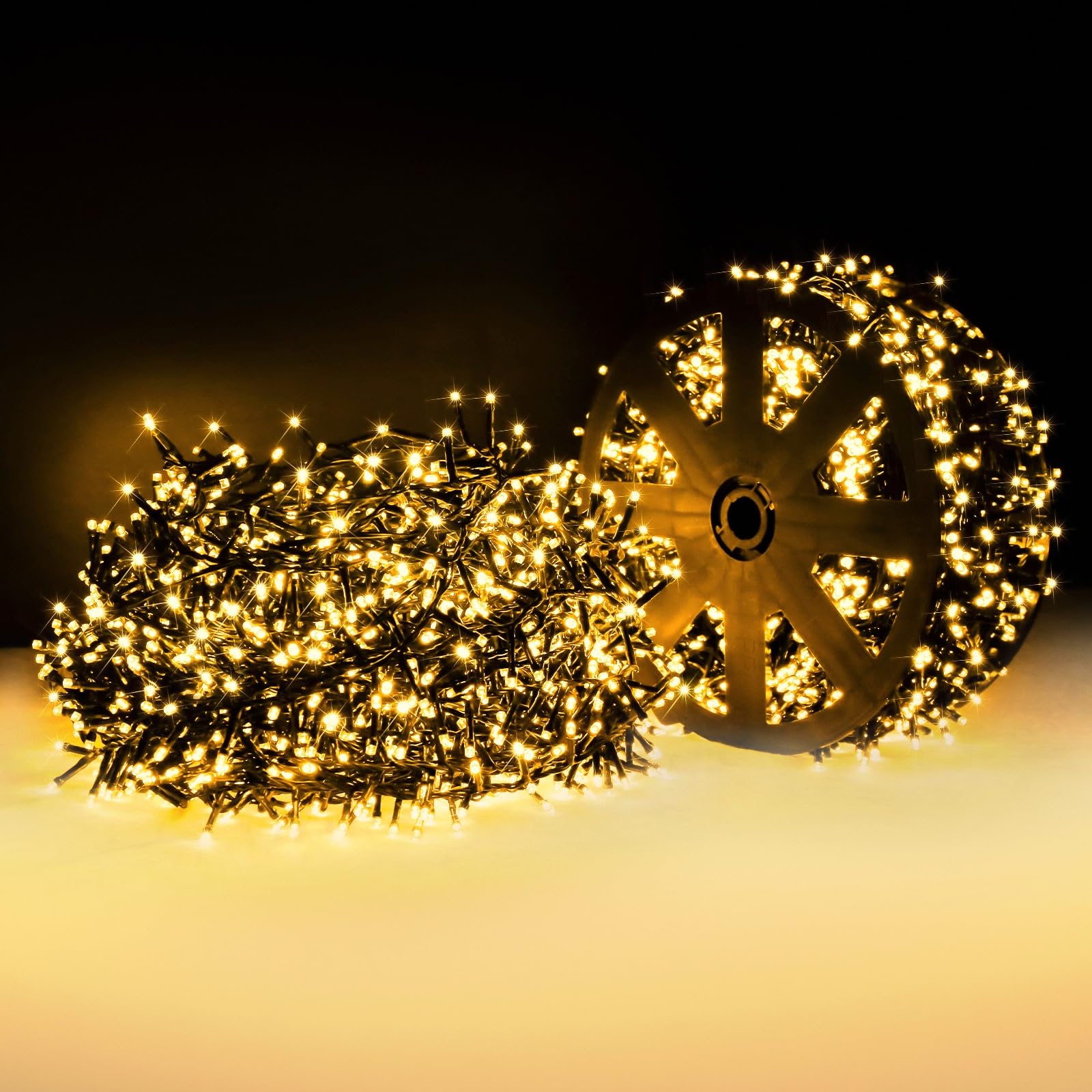 ELKTRY 25M 1000LED Christmas Tree Lights Outdoor/Indoor, Green Wire Christmas String Lights Plug in, Ultra Bright 8 Modes Waterproof Twinkle Lights for Xmas Tree Party Wedding Decoration, Warm White