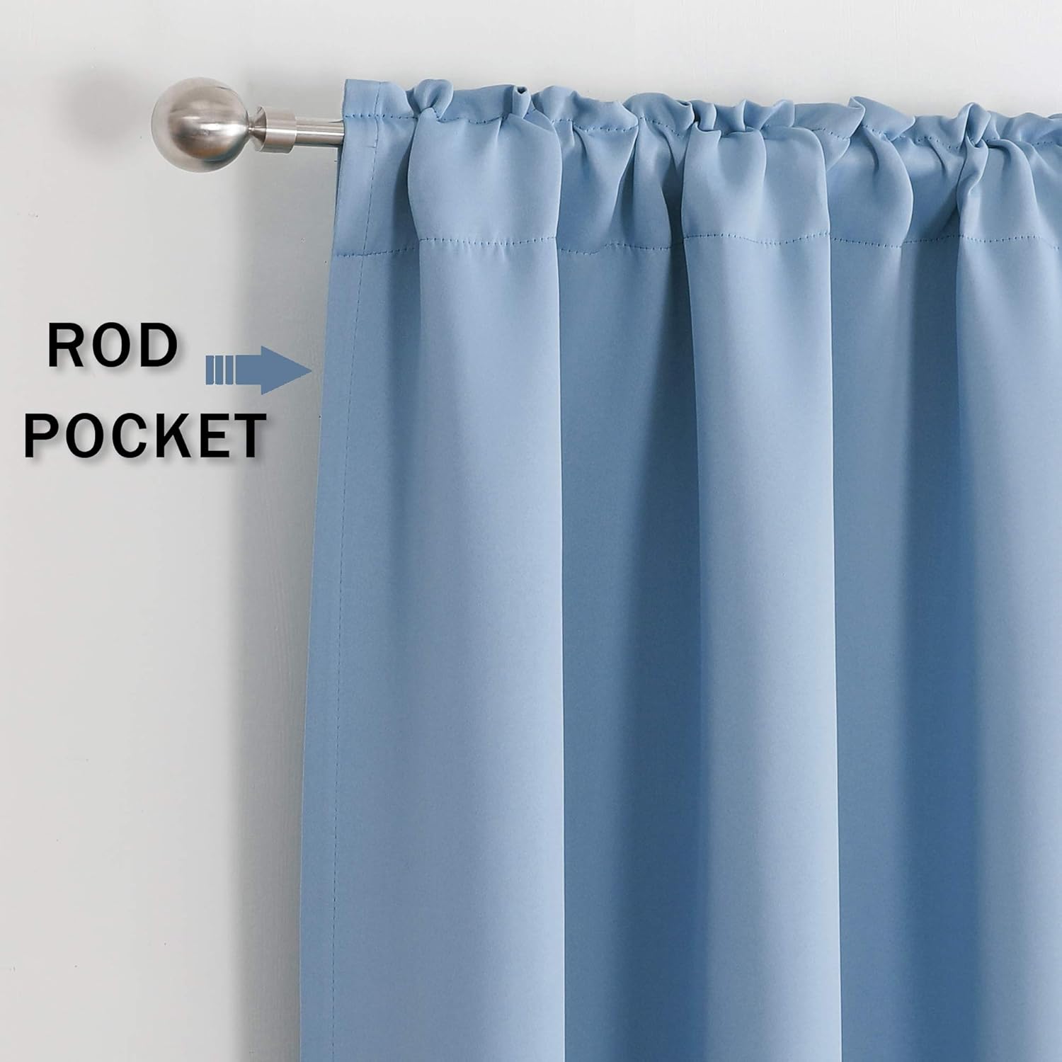 Window Curtains 84 Long - 42 x 84 Inches Dusty Blue Window Treatments Set Home Decoration Curtains Light Blocking Solid Soft Thick Rod Pocket Drapes for Bedroom Living Room, 2 Pieces: Kitchen & Dining