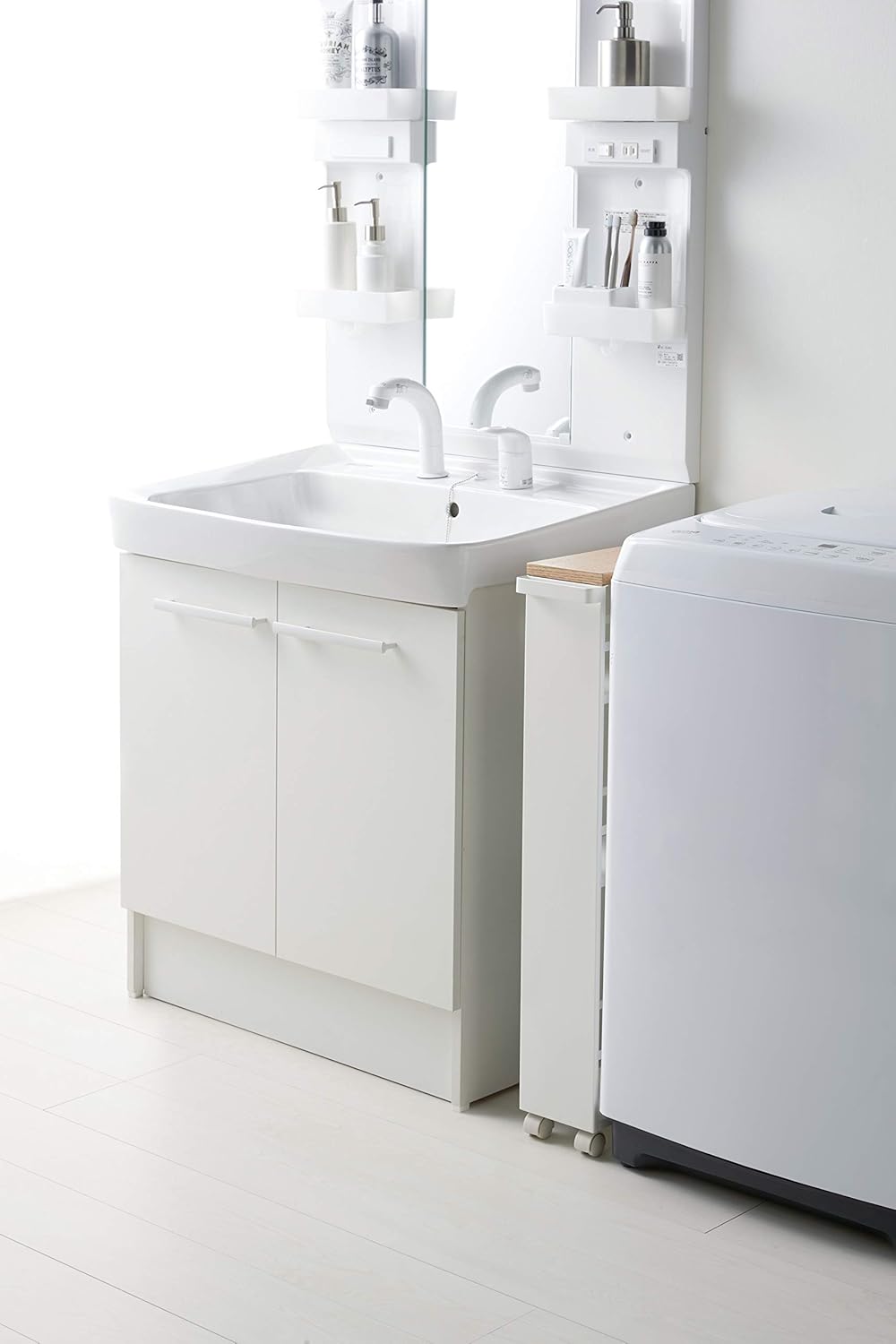 YAMAZAKI home Tower Rolling Slim Storage Cart With Handle White: Furniture & Decor
