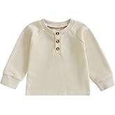 Toddler Baby Boy Girl Sweatshirt Sweater Long Sleeve Crewneck Waffle Knit Outfit Pullover Tops Fall Winter Clothes