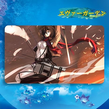 Amazon エヴァーガーデン アニメ 進撃の巨人 Attack On Titan ミカサ アッカーマン カードゲームプレイマット 遊戯王 プレイマット 収納ケース付き Tcg万能 萌え カード枠なし 60cm 35cm 0 4cm トレカ 通販