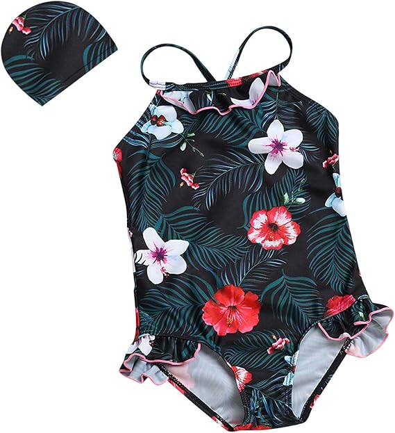 Amazon キッズ 水着 スクール水着 ワンピース 学校用 スイミング ガールズファッション 女の子 Uvカット 速乾 ストレッチ ガールズ 小学生 中学生 肩出し 帽子付き 花柄 女児用 水泳 スイムウェア ジュニア 子供用 レース フリル ラッシュガード 女児水着 水着 通販