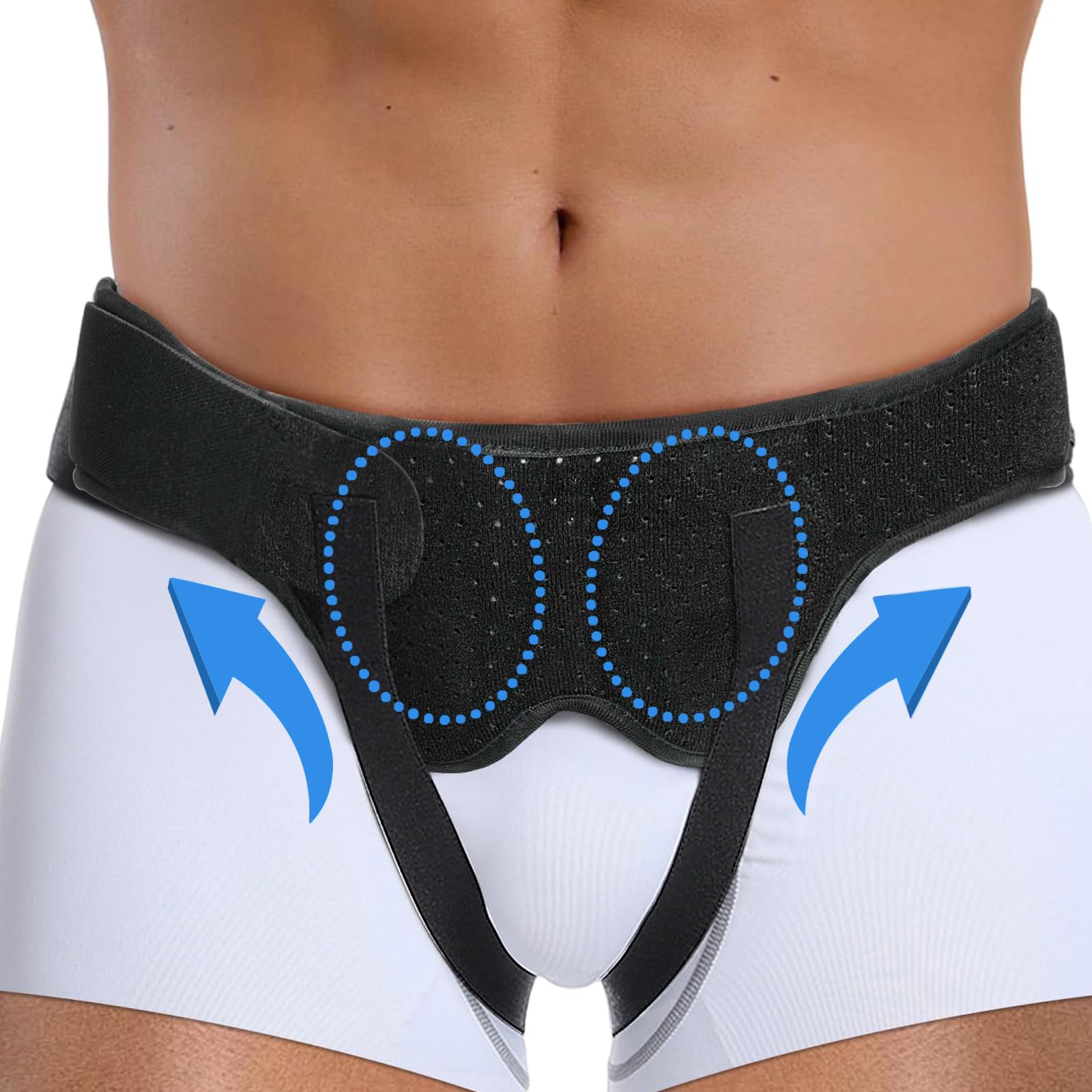 LAFUYSO Hernia Belt for Men - Support Truss for Single/Double Inguinal or Sports Hernia - Adjustable Waist Strap with 2 Removable Compression Pads - Breathable and Comfortable