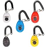 Chiachi 5 Piece Dog Training Clicker Deluxe Model With Wristband New Upgrade Version, 5 Color