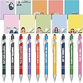 Spiareal 20 Pcs Sarcastic Gifts Set Funny Sticky Notes Ballpoint Pens Inspirational Notepads Journal Negative Inspirational Bulk for Christmas Teachers Coworker Employee Office