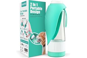 Uppetly Dog Water Bottle, Pet Water Bottle with Food Container and Drinking Feeder, Leak Proof, BPA-Free, Portable Foldable Puppy Water Cup Dispenser for Outdoor Walking, Travel, Large Light Blue