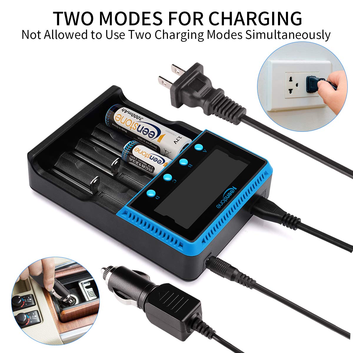 18650 Battery Charger, Keenstone Smart Universal Charger LCD Display for Rechargeable Batteries Ni-MH Ni-Cd AA AAA Li-ion LiFePO4 IMR 10440 14500 16340 RCR123A 26650