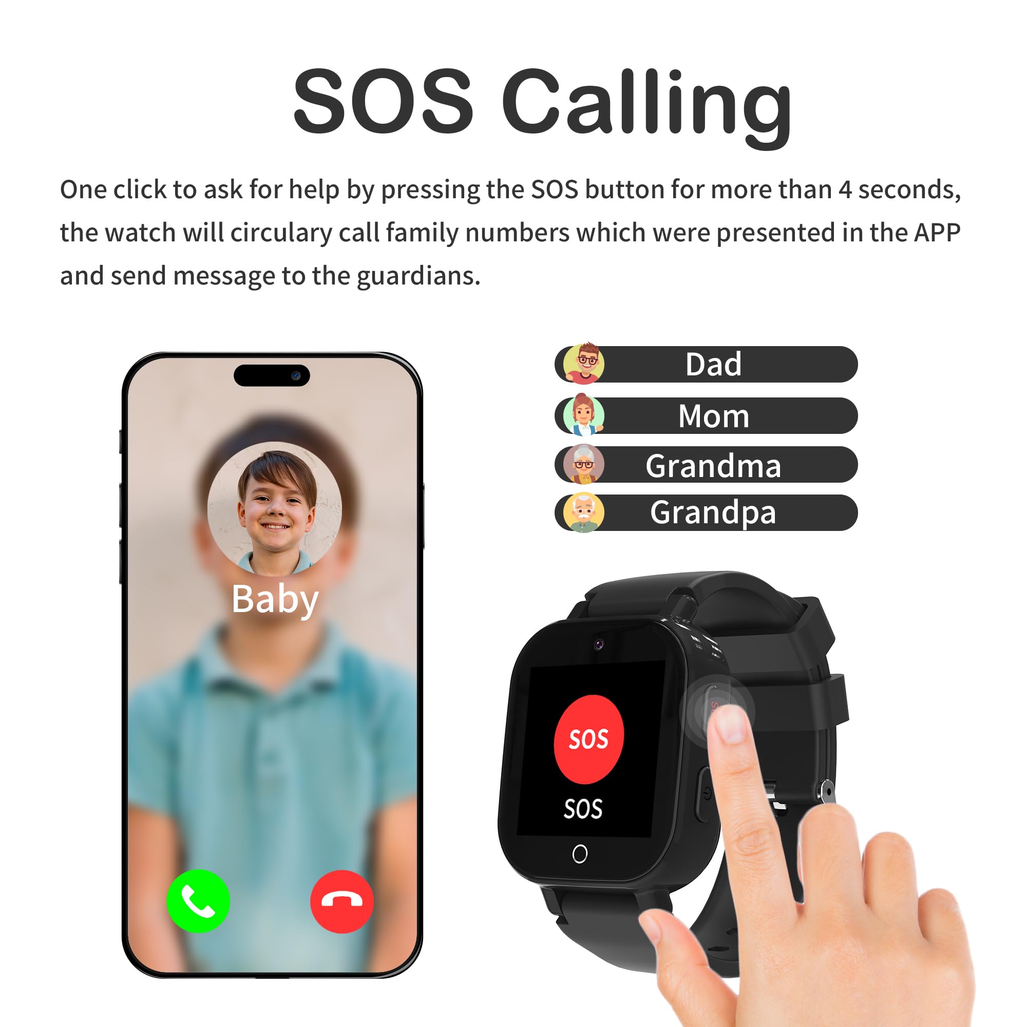 Phyulls 4G Kids Smart Watch Boys with GPS Tracker & Video Calling Texting, Waterproof Smartwatches Age 4-12, One-Key SOS Call Voice Chat WiFi Alarm Sport Pedometer GPS Tracker Watch