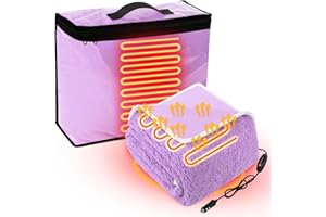 Riakrum 12V Heated Car Blanket 58 x 43 Inch, Portable Heated Blanket 3 Heating Levels, Light Purple Electric Throw with Storage Bag, Adjustable Temperature, for Travel Truck Suv Rv Camping Winter Cold