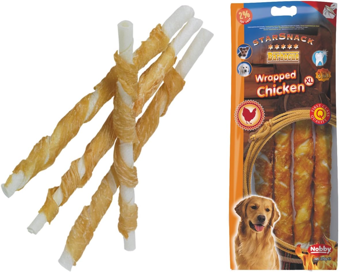 Nobby Star Snack Barbecue Wrapped Chicken, Extra Large, 4 count (Pack of 1)