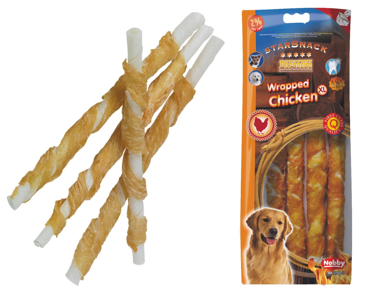 Nobby Star Snack Barbecue Wrapped Chicken, Extra Large