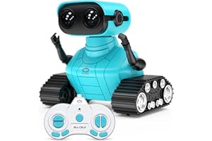 ALLCELE Robot Toys, Rechargeable RC Robots for Kids Boys, Remote Control Toy with Music and LED Eyes, Gift for Children Age 3 Years and Up - Blue