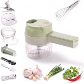 5 in 1 Multiblade Chopper for Vegetable, Multi-Function Food Processor | Wireless Electric Vegetable Chopper with Cleaning Brush, Handheld Veggie Chopper with Container for Garlic, Onion and Meat