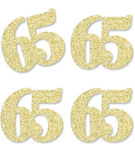 65 Birthday Decorations For Women Silver Glitter 65 Cut-Out Numbers ...