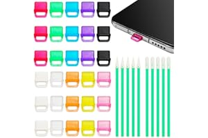 30 Pcs Phone Dust Plug Charm, Colorful USB C Anti Dust Plug Cover with Hanging Hole, with 10 Pcs Charge Port Cleaner Sticks(2