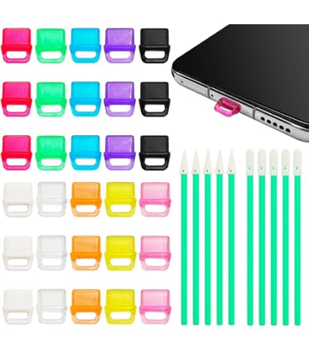 CYUXING 30Pcs USB C Dust Plug Cover Colorful Type C Charging Port Charms Plastic Cover Protector With Hanging Hole Compatible With All Type-C Devices Laptops Smart Phones - View #6
