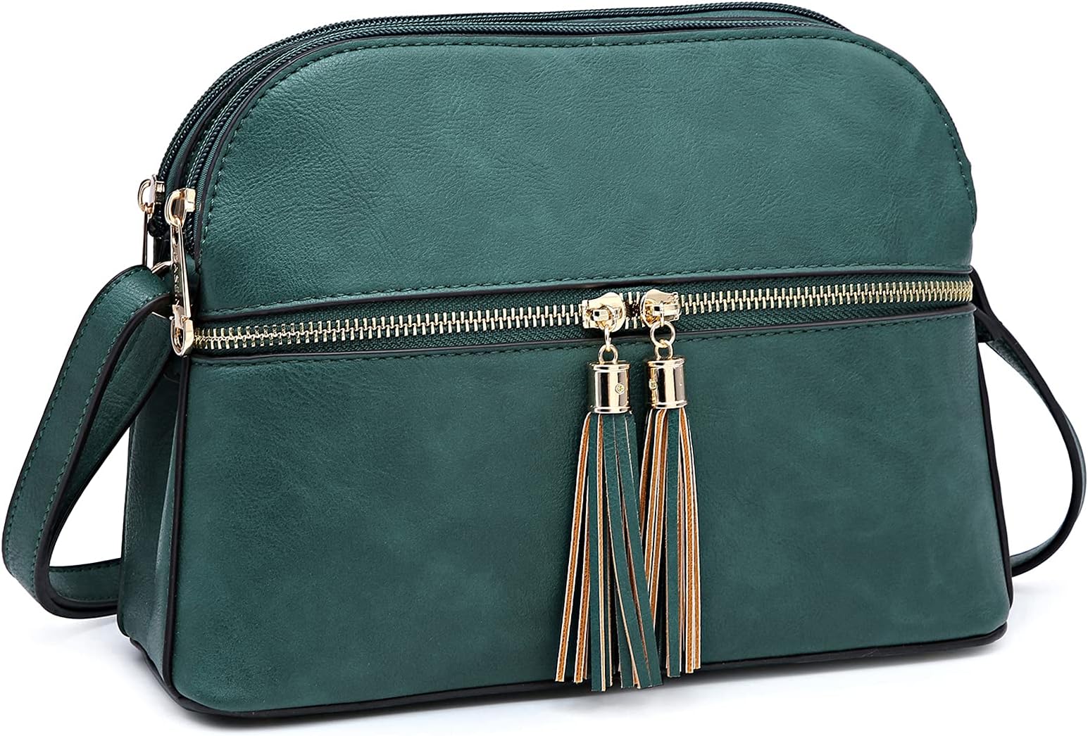 DaseinWomen Tassel Zipper Pocket Crossbody Bag Shoulder Purse Fashion Travel Bag with Multi Pockets