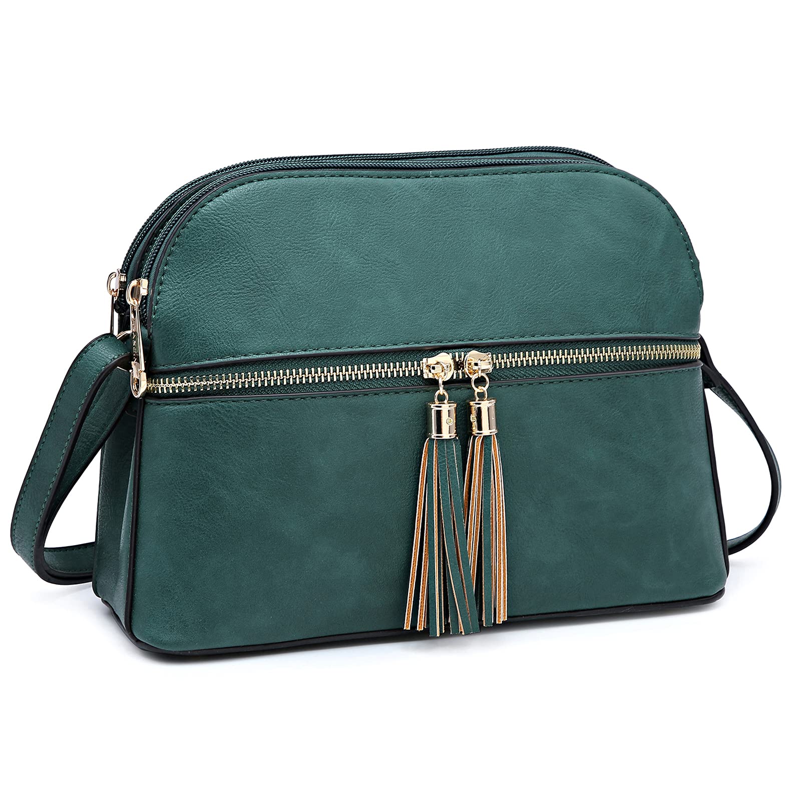 DaseinWomen Tassel Zipper Pocket Crossbody Bag Shoulder Purse Fashion Travel Bag with Multi Pockets