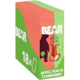 BEAR Real Fruit Snack Splits - Gluten Free, Vegan, and Non-GMO - Apple and Strawberry &ndash; Healthy School And Lunch Snacks For Kids And Adults, 0.7 Ounce (Pack of 18)