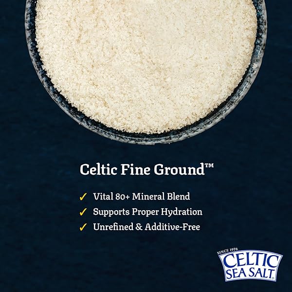 CELTIC SEA SALT, FINE GROUND MINERAL SEA SALT, 2 PACK 1 LB RESEALABLE BAGS, UNREFINED HYDRATION, VITAL MINERALS, FAMILY FOUNDED SINCE 1976