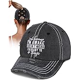 Flafens Women Pony Hats High Ponytail Baseball Caps - Cotton Vintage Washed Distressed Adjustable Criss Cross Trucker Hat