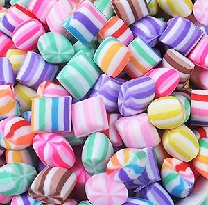 30pcs Assorted Slime Charms Rainbow Marshmallow Candy Heart Shaped Resin Charms Slices Flatback Buttons Cabochons for Handcraft Miniature Fairy Garden Accessories Scrapbooking DIY (round)