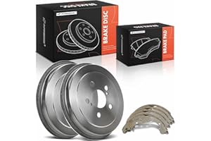 A-Premium Rear Brake Drums and Shoes Set Compatible with Honda Civic 2006-2015 L4 1.8L 6-PC Set