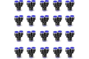EterMutable 20Packs Y tee 1/4"OD Push to Connect Fittings,Air Line Fittings and Hose Kits for Quick Connect Applications