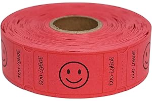 L LIKED 500 Raffle Tickets, Smile, Red (6 Color Selection), Single Roll, Ticket for Events, Entry, Class Reward, Raffle & Prizes