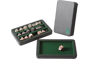 Forged Dice Co. Premium 3-Row Case - Combination Box and Tray - Protects Polyhedral Sets - Felt-Lined Storage Rows - Magnetic Lid Closure - Perfect Metal Dice Storage - Green