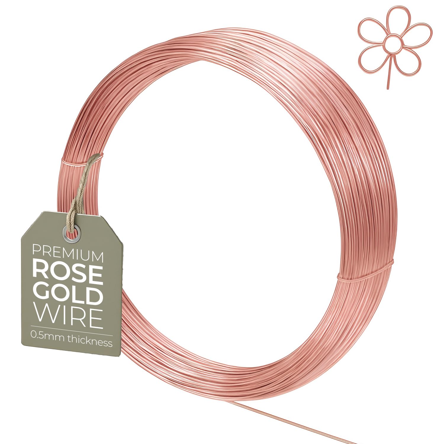 0.5mm (24 Gauge) x 15m Rose Gold Non-Tarnish Craft Wire for Jewellery, Wire Wrapping, Sculpting, Hobby Craft, Wire Modelling