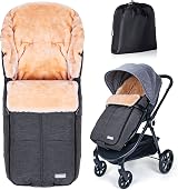 Orzbow Universal Footmuff for Stroller Dark Grey Warm Faux Sheepskin Liner view 1