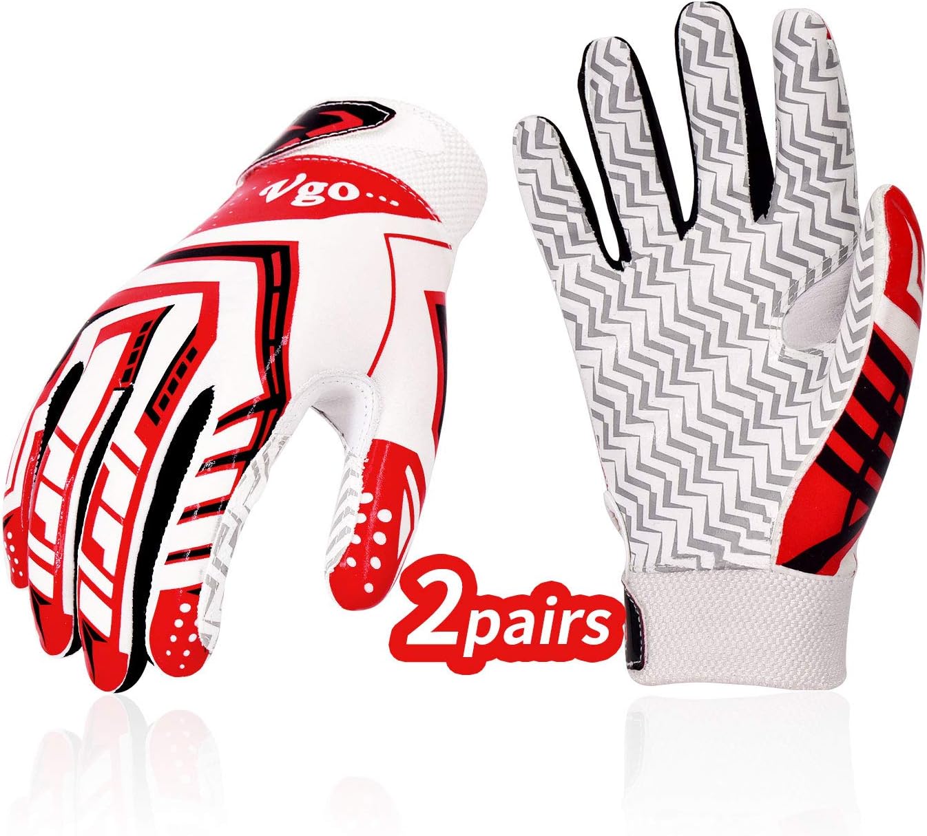 Vgo 2Pairs Juniors' Football Gloves, Receiver Gloves, Receiving Gloves