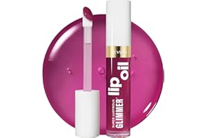 REVLON Super Lustrous Glimmer Lip Oil, Moisturizing & Tinted, Shiny Finish, Made with Plant-Based Squalane, 006 Plum Pop, 0.13 fl oz