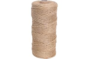 MKMJ Natural Jute Twine 328ft 3mm,3Ply Twisted Thick Twine Rope Strong Jute String Roll for Crafts Gift Wrapping Gardening Home Decor Bundling Cat Scratching Post