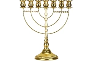 TIM&LIN Gold 7 Branch Menorahs Candlestick Holder, Kwanzaa Candlestick Holder, Candle Holder for Hanukkah, Kwanzaa, Shabbat, Jerusalem Temple