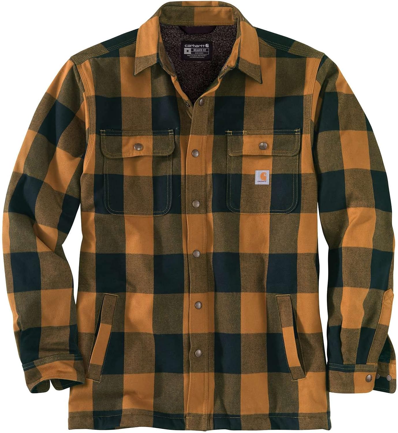 Carhartt Men's Workwear Relaxed Fit Flannel Sherpa Lind Snap Fornt